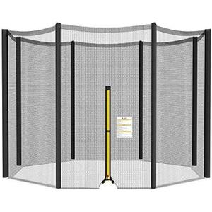 Trampoline Net Replacement 14 FT Trampoline Netting Replacement for 14FT Round Frame Trampolines Enclosure Net 8 Straight Poles Sleeve Trampolines Double-Headed Zipper Protection Buckles Enhanced Hook (14FT - 8 Poles, BLACK)
