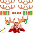 Christmas Games for Family Party, 4 Pack Inflatable Reindeer Antler Ring Toss Game Great Christmas Games for Adults and Kids