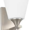 Brushed Nickel Wall Sconce Light, American Sconces Wall Lighting, Traditional 1 Light Bathroom Vanity Lighting with Opal Glass Shade, Wall Light for Bedroom Bathroom Living Room Entryway Hallway