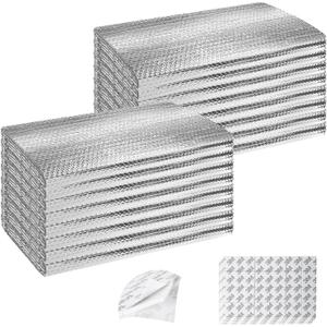 Garage Door Insulation Kit - 16P Double Bubble Window Heat Panels, 6MM 20.5"x54" Reflective Aluminum Foil Summer/Winter Barrier Sheets With Adhesive 120 Tapes for Garage Attic Wall