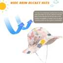 Baby Girl Sun Hat Infant Summer Beach Hats with UPF 50+ Toddler with Wide Brim Strap Outdoor Bucket Hat (White)