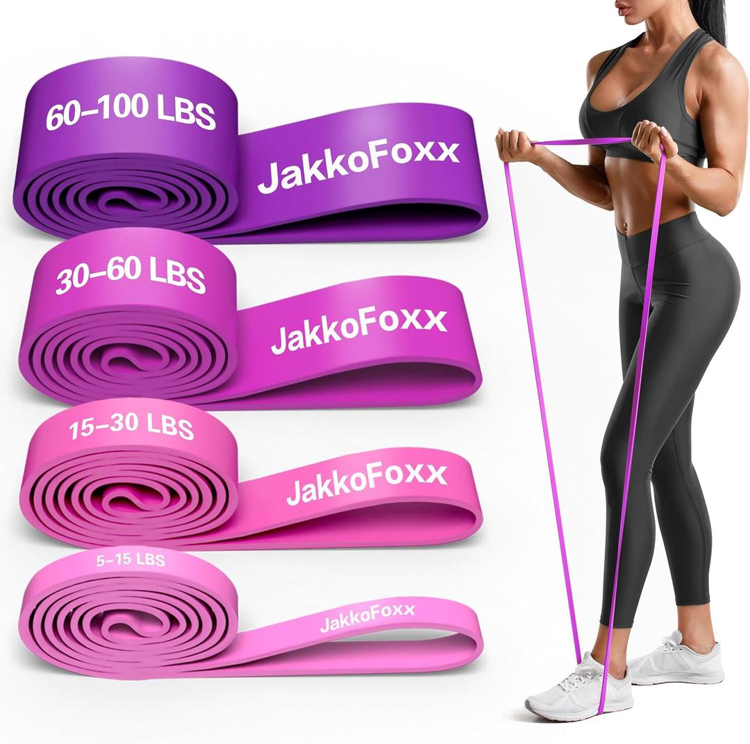 Resistance Bands,Pull Up Bands,Stretching Assist Bands Set for Men & WomenPortable Exercise, Muscle Training,Physical Therapy,Exercise Workout Bands for Working Out (Pink 5-100 LBS)