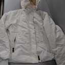 Wyeysyt Women's Cropped Puffer Jacket Winter Faux Fur-Lined All-Weather Quilted Jacket with Removable Hood Warm Coat(White-M)