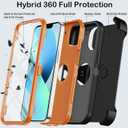 KECAI for iPhone 13 Mini Case with Built-in Screen Protector,Belt Clip Holster,Heavy Duty Shockproof Drop Protection Military Grade Durable Phone Cover with Kickstand for iPhone 13 Mini (Black Orange)