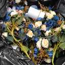 Domensi 24 Sets Wedding Table Centerpiece Artificial Flowers with Vase 48 Pcs Fake Bouquets 24 Pcs Metal Vases Floral Arrangements for Holiday Party Event Table Decor(Dark Blue)