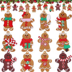 Gingerbread Man Ornaments 12pcs Gingerbread Christmas Decorations for Tree, Cute Hanging Plastic Gingerbread Figurines Ornaments for Christmas Tree, Home Decor Living Room Kids Birthday Party Supplies