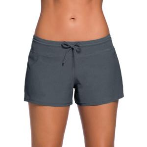 Aleumdr Womens 3" Waistband Swimsuit Bottom Boy Shorts Swimming Panty (Large, Grey2)