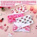 2 x 4 Pcs Valentine's Day Headbands for Women Love Heart Headbands Soft Plush Wide Knotted Elastic Hairband Valentines Hair Accessories Gifts for Women Valentines Party Yoga Running Workout