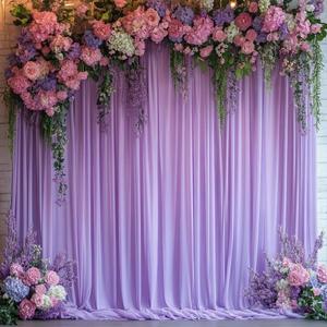 10 ft x 7 ft Wrinkle Free Lavender Backdrop Curtain for Parties, Polyester Light Purple Photo Backdrop Drapes 2 Panels 5x7ft for Baby Shower Photoshoot Wedding Birthday Party Photography Curtains (5'(W) x 7'(H), 2 panels)