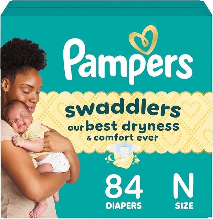 Pampers Swaddlers Diapers, Size 0 (up to 10 lbs), 84 Count, Absorbent, Keeps Baby Dry and Comfortable, Skin Safe Disposable Baby Diaper 