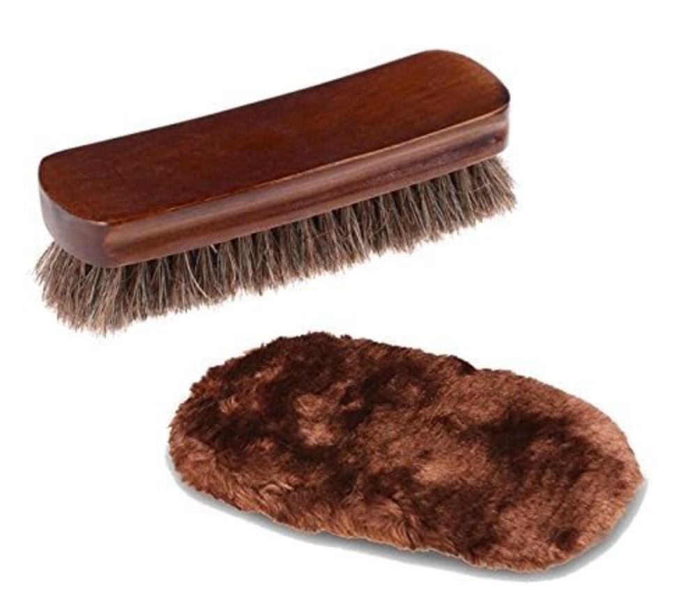 Large Professional Shoe Shine Birch Wood Shoe Brushes Polishing Buffing Glove. for Boots, Shoes & Other Leather Care. 100% Horsehair Bristles