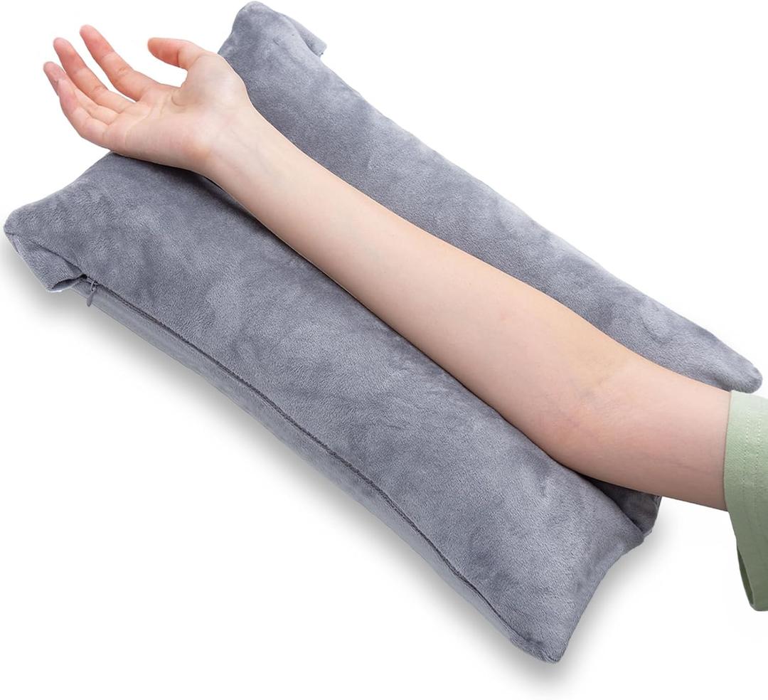 Arm Pillow, Memory Foam Arm Rest Pillow for Adults and Side Sleepers, Elbow Support Elevation Pillow for Post Surgery and Numbness with Removable Cover (Grey)