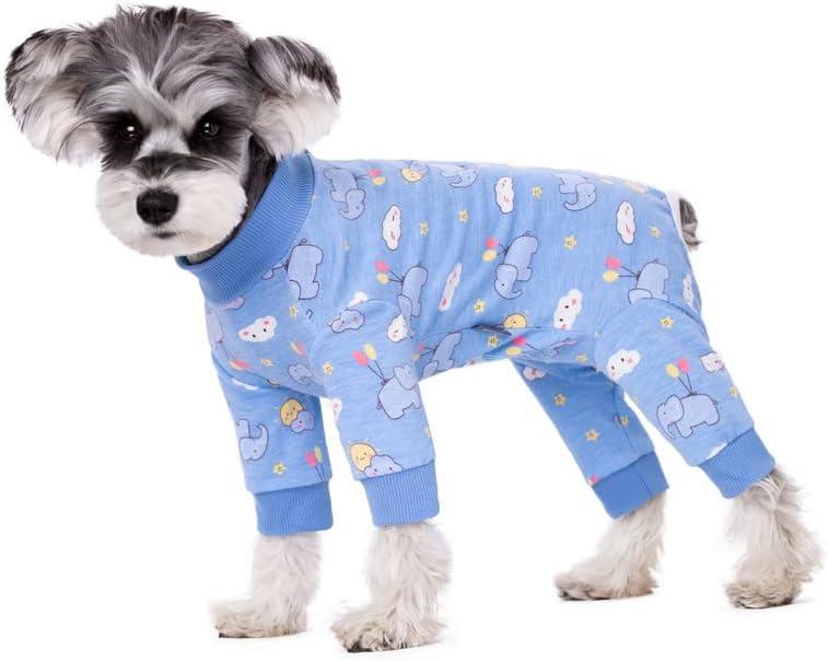 Dog Surgery Recovery Suit, Dog Onesie for Surgery Female Male Dogs, Dogs Pajamas Long Sleeve, Small Dogs Onesie, Abdominal Wound Bandages Surgical Suit, Cat Recovery Suit for Shedding Skin Disease (Large, Elephant)