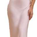 Women's Summer Satin Strapless Tube Top Maxi Dress Elegant Silk Backless Halter Neck Formal Party Dresses Wedding Guest (Pink, XL)
