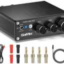 Saiyin Mini amplificador Bluetooth audio para el hogar para altavoces, 2  80 W 2.1 canales digital clase D amplificador integrado con 24 bits 192 kHz DAC y conector de salida de auriculares coaxial