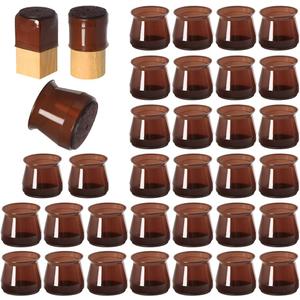 32 Pcs Silicone Chair Leg Floor Protectors for Hardwood Floors, Brown Felt Bottom Chair Leg Covers, Free Moving Table Leg Covers, Stool Leg Protectors CapsLarge fit : 1.3'' - 2'' (Universal Large, Brown-32pcs)