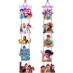 2Pcs Demon Movie Hunters Birthday party Porch Sign Door Hanging Banner Birthday Party Supplies for Wall Decorations