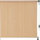 SEEYE Outdoor Sunshade Roller Shades 8' W x 6' H, Cordless Roll Up Shade Blinds Privacy Screen with 90% UV Protection, Exterior Patio Shade Cloth for Porch Pergola Balcony Backyard Windows, Walnut