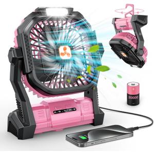 ONLYNEW Portable Fan Rechargeable, 20000mAh Cordless Battery Powered Table Fan with LED Lantern, USB C Battery Operated for Travel Home Camping Tent Office Beach Desk Fishing Pink (Medium) ONLYNEW Portable Fan Rechargeable, 20000mAh Cordless Battery Powered Table Fan with LED Lantern, USB C Battery Operated for Travel Home Camping Tent Office Beach Desk Fishing Pink (Medium)