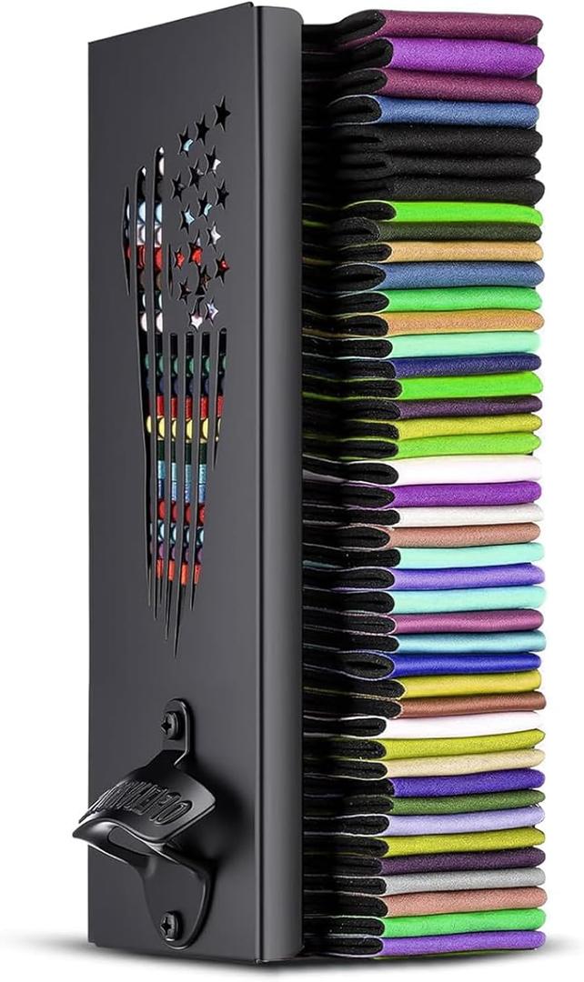 2 in 1 Metal Can Cooler Holder with Bottle Opener - Wall Mount, Compatible with Standard Can Cooler, Beer Sleeves Organizer and Dispenser for Home Family Bar