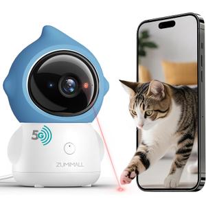 Zumimall Pet Camera Indoor, 5G/2.4G WiFi Camera for Dog/Cat with Laser Toy, 3MP Pet Security Cameras with Phone App, 2-Way Talk, Auto Tracking, Pet/PIR/AI Detection, Privacy Protect, Alexa/ONVIF/Cloud