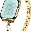Missair Thin Band Compatible with Apple Watch  38/40/41/42mm for Women, Slim Bracelet Designer Dressy Stainless Steel Metal Strap for iWatch Series 10  (Gold)