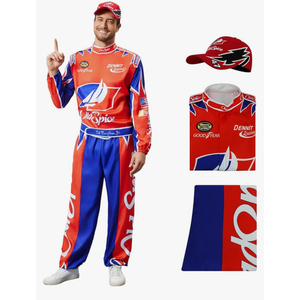 Mens Costume Adult Racing Car Costume Hat Jacket Pants Set Halloween Nights Outfits for Men Women, S