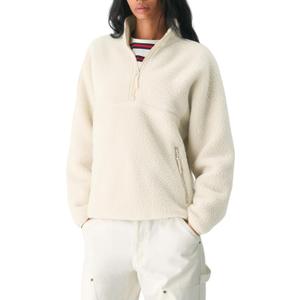 Aimiray Fleece Pullover Women Long Sleeve Half Zip Sherpa Jacket Warm Trendy Teddy Fall Sweatshirts with Side Pockets (Medium, Beige)