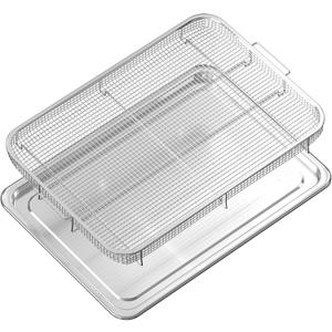Extra Large Air Fryer Basket and Tray for Oven, 18.65" x 12.8" Extra Large Stainless Steel Air Fryer Basket and Tray Set, Air Fryer Pan Wire Rack Roasting Basket for Fries/Chicken, 1 Set