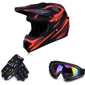 Motorcycle Helmet, Powersports Motorcycle Man Woman Adult ATV MX Helmet, DOT Certification Standard, Four Seasons, A, S