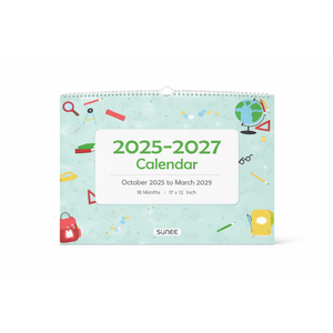 SUNEE Calendar 2026 18 Months Wall Calendar Oct. 2025 - Mar. 2027, 17"x12" Horizontal Hanging Calendar with Past Month and Next Month for Organizing & Planning, Cute
