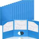 Tenceur 12 Pcs Plastic 3 Pocket Folders, Tri Fold School Folders Bulk for Students Teachers Classroom and Office, Durable Pocket Folder for Back to School Supplies (Blue)