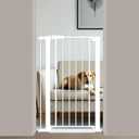 Fairy Baby 24.0"-26.7" Inch Narrow Baby Gate, 38" Extra Tall Dog Gate for Stairs & Doorways, Metal Safety Child Gate for Kids and Pets, Pressure Mounted Gate Fence No Drill, White
