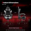 Gaming Chair with Footrest, Ergonomic Video Game Chair for Adults, Grey, 26.4 inches x 26 inches x 49.6 inches