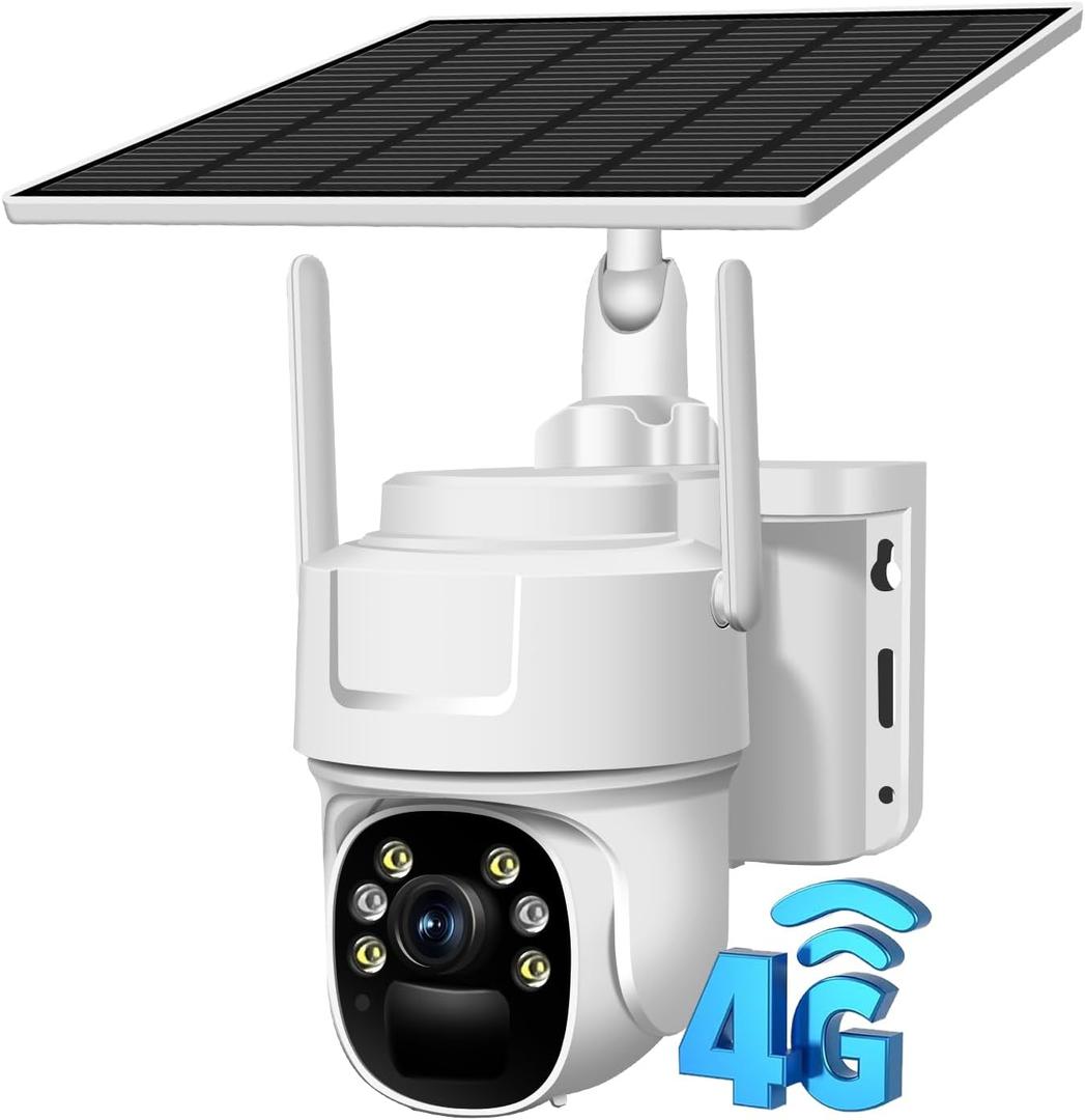 4G LTE Cellular Security Camera, Wireless Solar Powered No WiFi Needed Outdoor Camera Built-in SIM Card,Pan Tilt, 2K HD Night Vision,2-Way Talk,Motion Detection, Remote Access