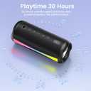 Portable Bluetooth Speaker, 2026 Bluetooth Wireless Speaker 5.4 with RGB Lights, 30H Playtime with Deep Bass, IP7 Waterproof, TWS Pairing, Portable Speaker for Travel/Party/Home/Gifts, Black