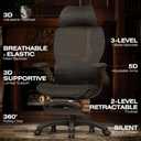 ELABEST X100 Ergonomic Office Chair with Footrest, Big and Tall Home Desk Chair with 5D Flip-Up Arms, Adjustable 3D Lumbar Support,High Back Rolling Computer Chair, Swivel Mesh Chairs (Library Oak), 26 inches x 24 inches x 41 inches