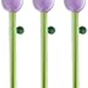 3 Pcs Borosilicate Color Transparent Glass Spoons,Cute Flower Long Handle Spoons for Ice Cream Dessert Coffee Stirring (Purple Bud Spoon)