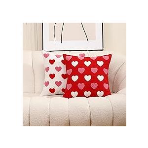 FuWeave Valentine's Day Throw Blankets Pillow Gifts Set Valentines Gift Include Double Sided Flannel Blanket 50 x 60 Inch and Plush Throw Pillows Cushion for Couch Sofa Bed Decorations