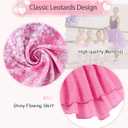 Idgreatim Girls Gymnastic Leotard Ballet Dance Dress Outfit with Removable Skirt Hair Scrunchie Combo 4-11 Years (Pink White)