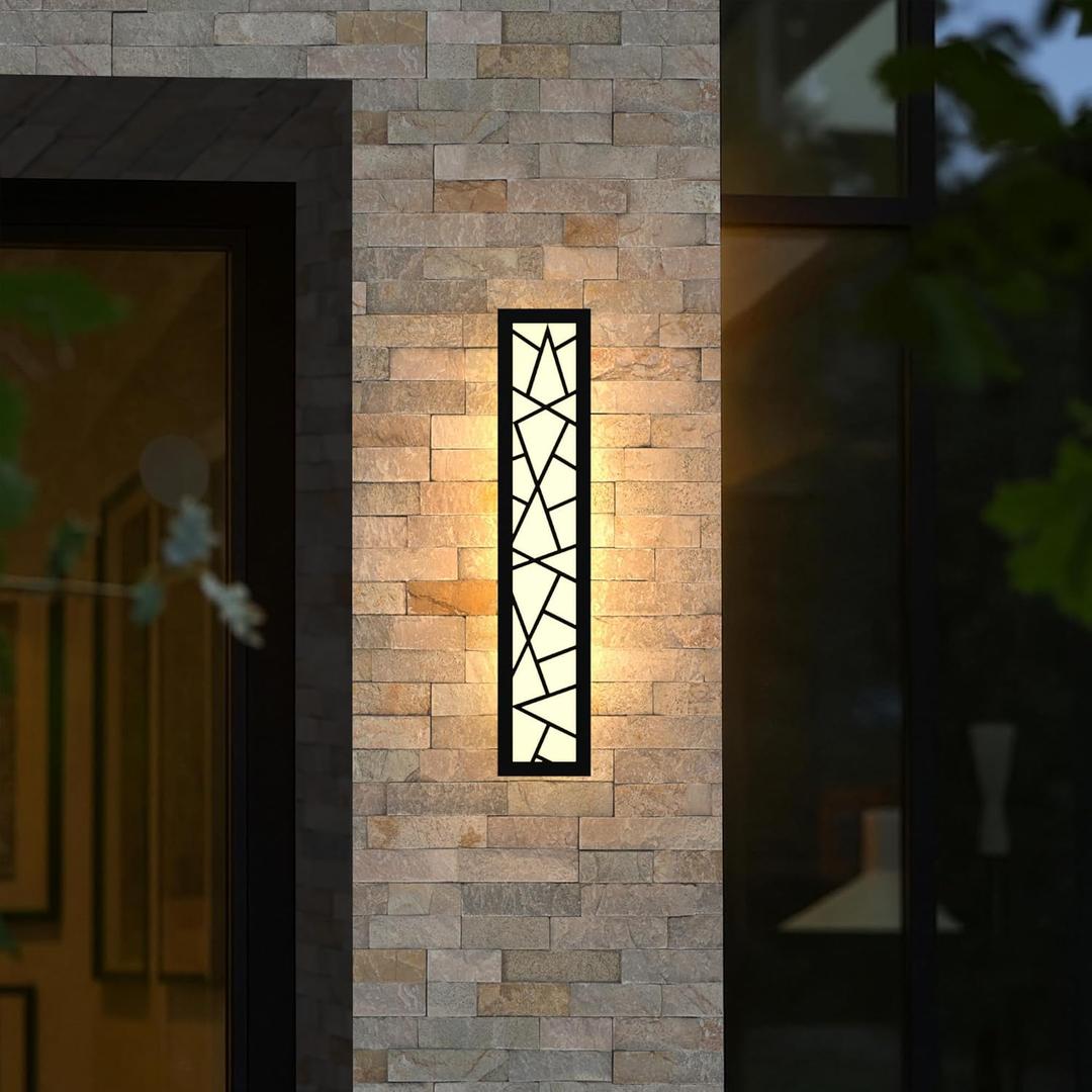 TRUWELLA Outdoor Wall Lights 23.6inch Modern Outdoor Wall Sconce LED Long Wall Sconces Black Front Porch Light Waterproof Led Wall Light IP67 3000K Exterior Lighting fixtures