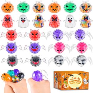 24Pack Halloween Mini Squeeze Balls Pumpkin Ghost Stress Ball Pack Perfect for Halloween Party Favors Halloween Treat Goody Bag Filler Gift