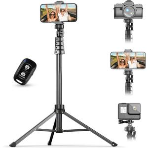 UBeesize 67" Phone Tripod & Selfie Stick, Camera Tripods Stand with Wireless Remote and Phone Holder,Compatible with iPhone Android Phone, Perfect for Selfies/Video Recording/Live Streaming Black
