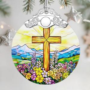 Christmas Ornaments: Stained Glass Ornament, Christmas Tree Ornament, Hanging Ornaments for Home Decor & Xmas Tree Decorations  Exquisite Holiday Decor, Gifts & Holiday Present - Cross