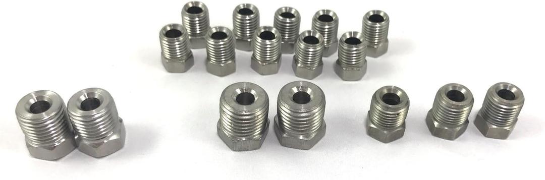 The Stop Shop Stainless Brake Line Fitting Kit for 3/16" tube, Inverted Flare (19 Fittings Included)