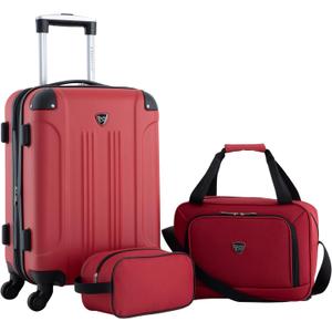 Travelers Club Chicago Hardside Expandable Spinner Luggage, Red, 3 Piece Set