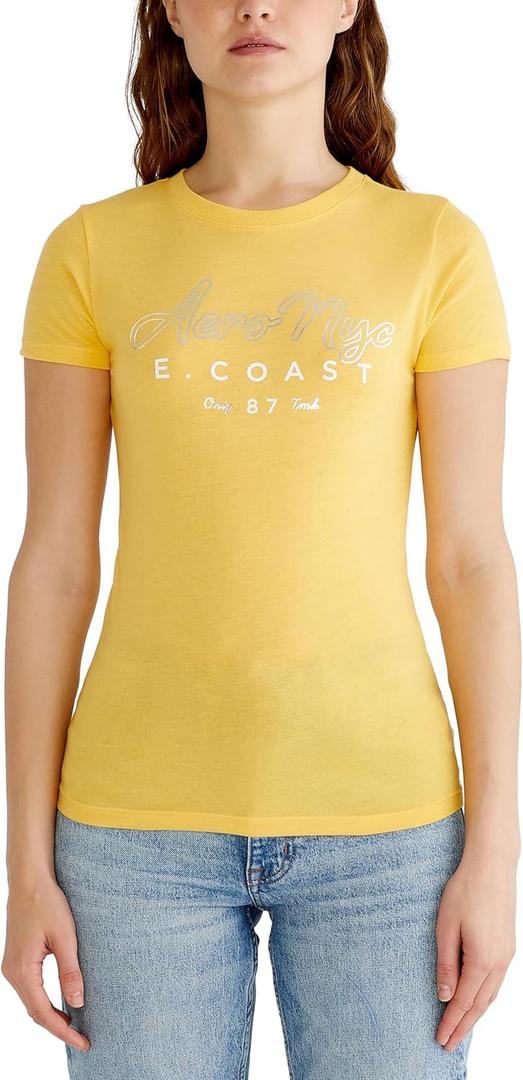 AEROPOSTALE Womens Shine Short Sleeve Graphic Tee (Gray, XXL)