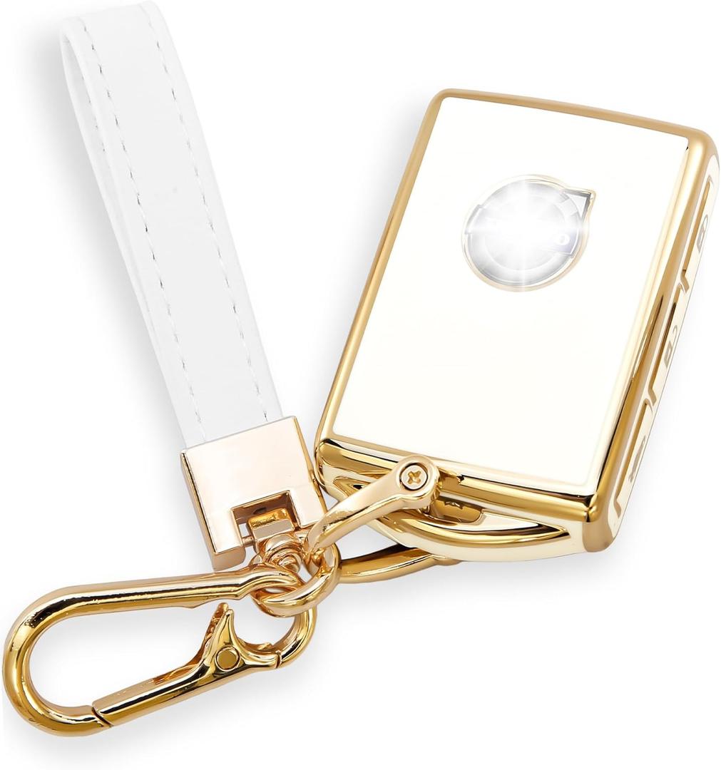 Key fob Cover for Accessories Keychain keyshell Ring case Compatible with XC90 XC60 XC40 S60 S90 V60 V90 Polestar 1 Polestar 2 T5 T6 ProtectorWhite
