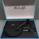 Record Player 3 Speed Bluetooth Portable Suitcase Vinyl Player with Built-in Speakers Turntable Enhanced Audio Sound PU Leather Vintage