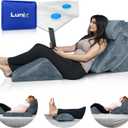 Lunix LX5 4-Piece Support for Shoulder & Upper Body Rest, Orthopedic Bed Wedge Pillow Set, Elevated Memory Foam for Post-Op Recovery & Sleep Comfort, Stone Navy